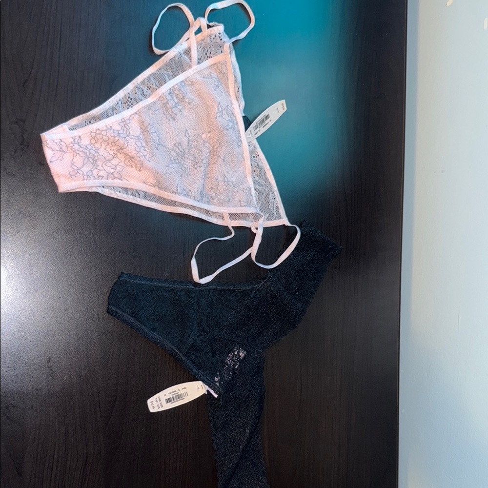 Victoria's Secret Lace Panties - Light Pink and Black